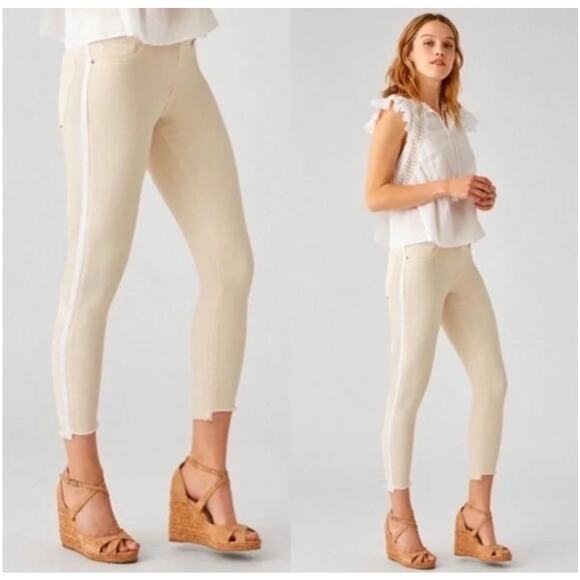 DL1961 Florence Cropped Skinny Jeans Off White Step Hem 28 - Picture 1 of 9